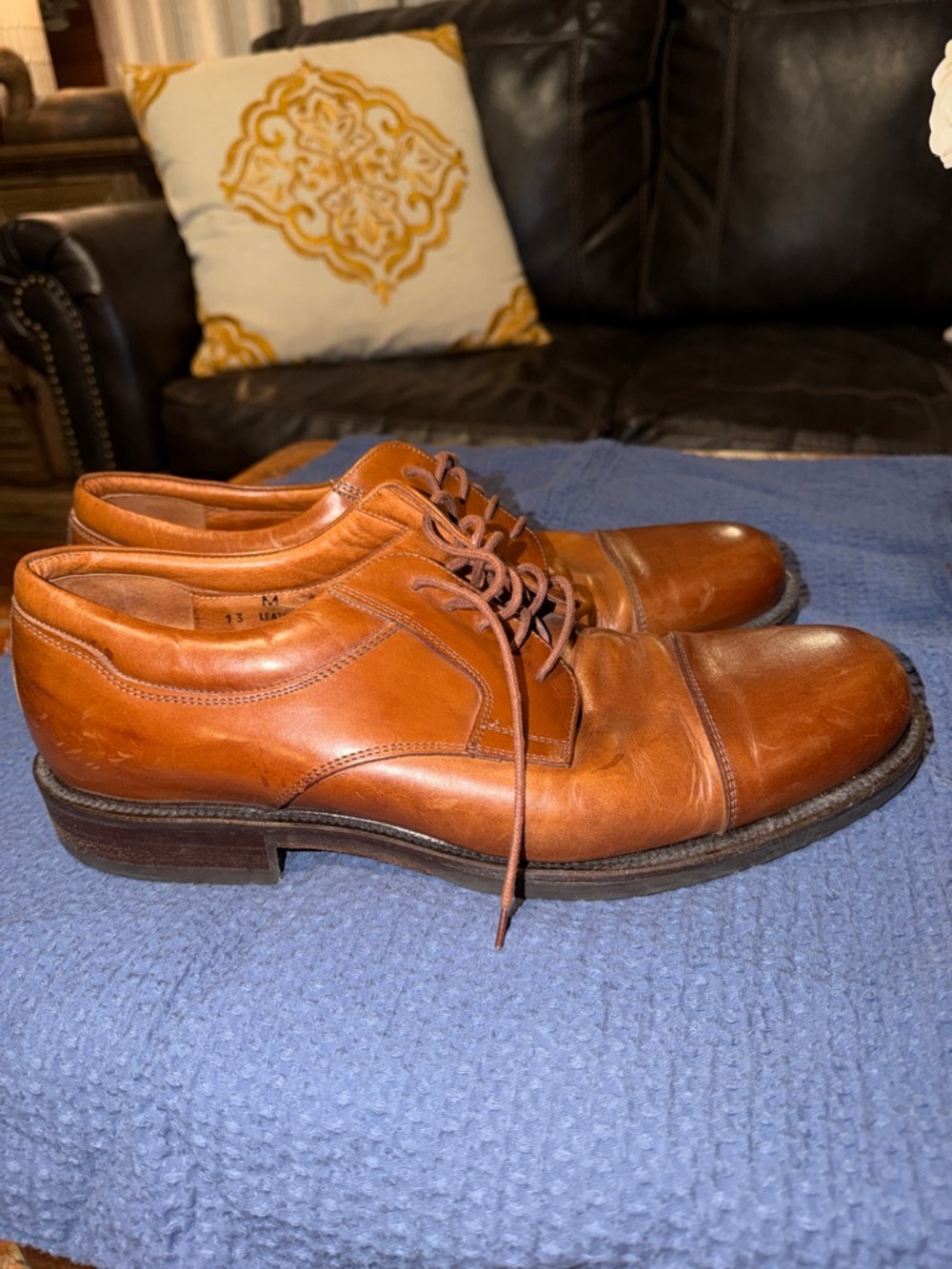 Johnston & Murphy Men's Cap-Toe Derby in Cognac Brown
